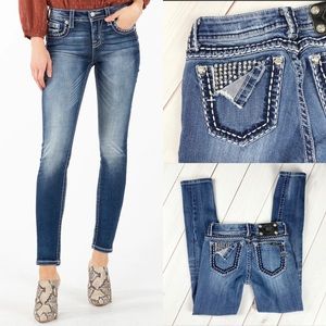 Miss Me Mid-Rise Skinny Bling Pocket Jeans